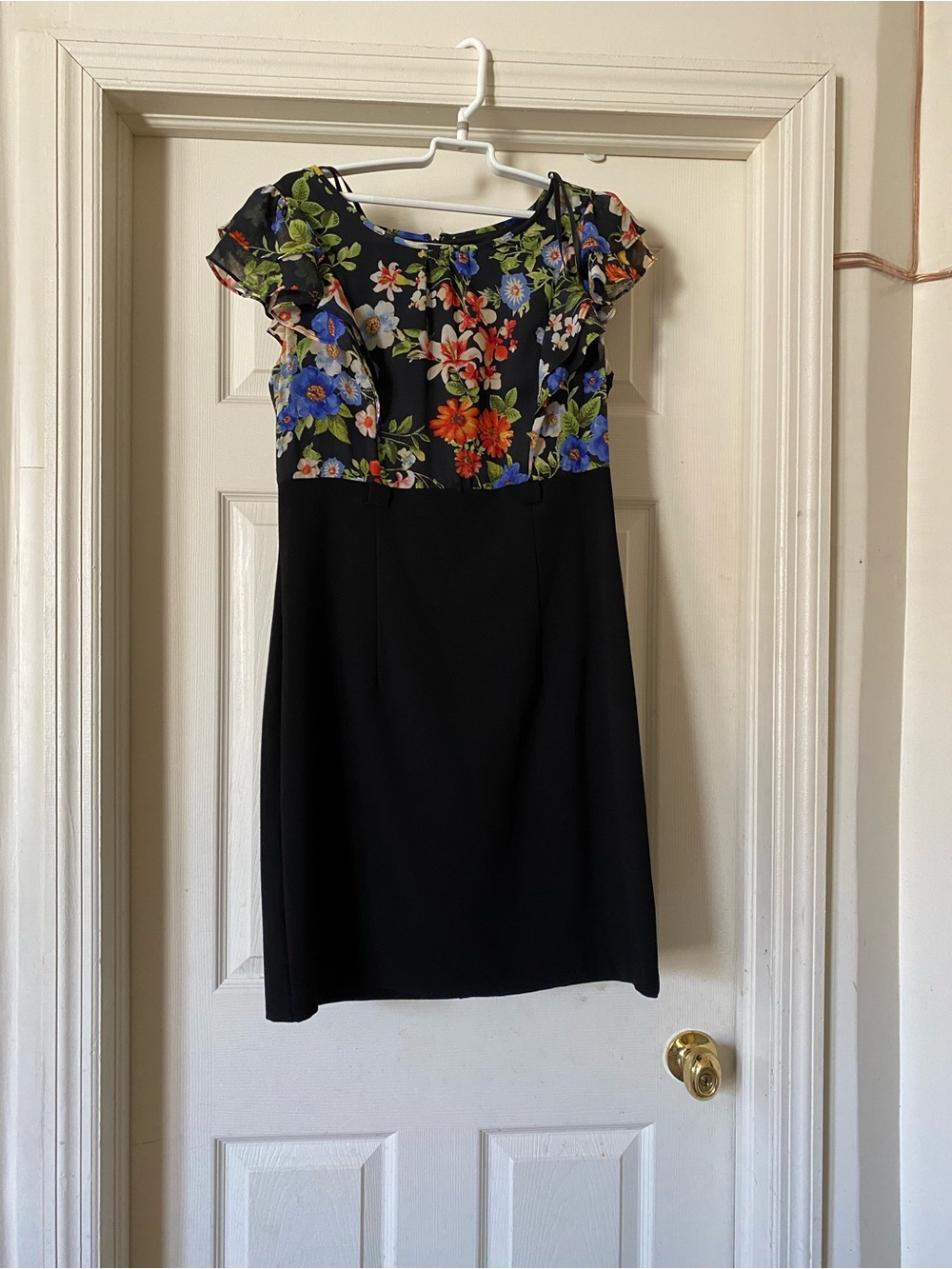 Floral Black Sheath Dress - Women's